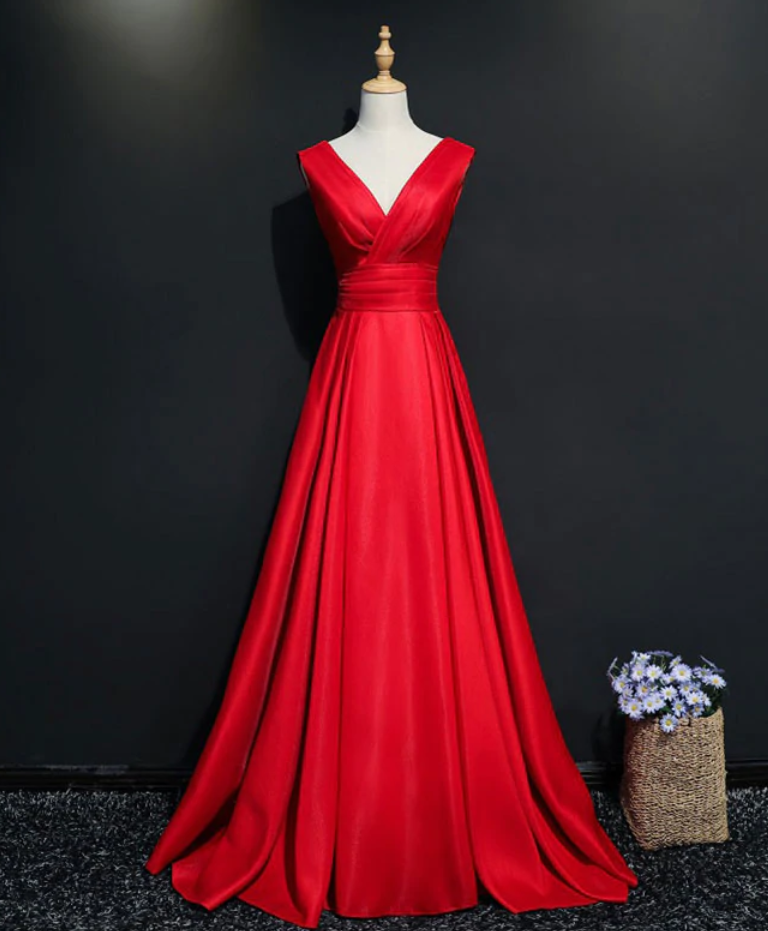 Prom Dresses,simple V Neck Long Prom Dress, Evening Dress