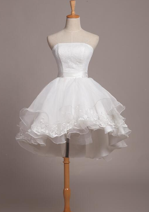 Lovely White Lace And Organza Short Graduation Dress Prom Dress, Short Homecoming Dress Lace