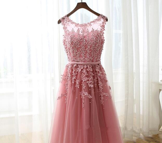 Lovely Pink Tulle Knee Length Short Prom Dresses, Cute Homecoming Dresses, Sweet Dresses
