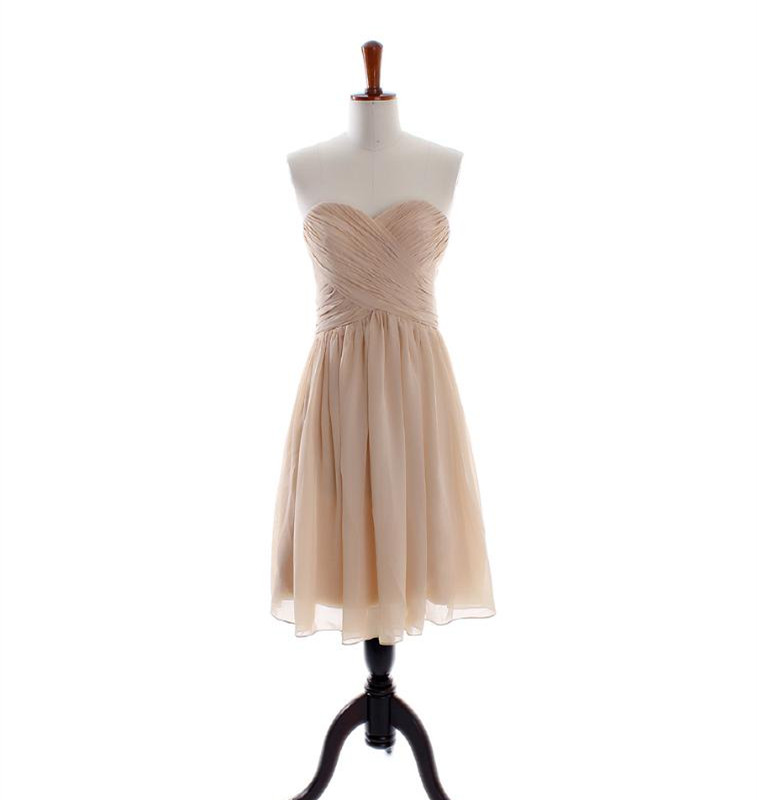 Short Homecoming Party Bridesmaid Dress With Pleats