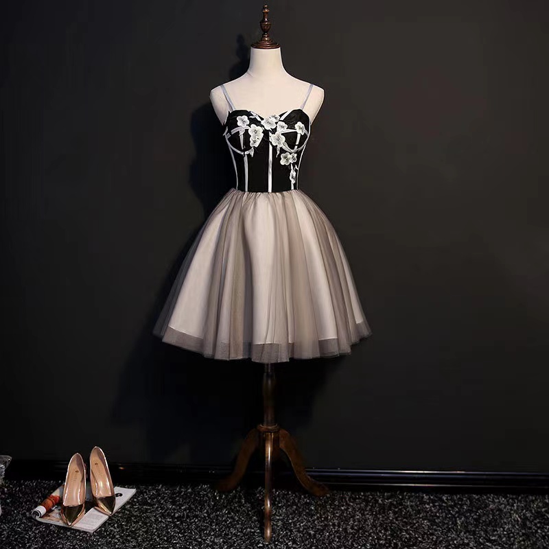 Evening Dress, Party Dinner Dress, Short Homecoming Dress Black Halter Dress
