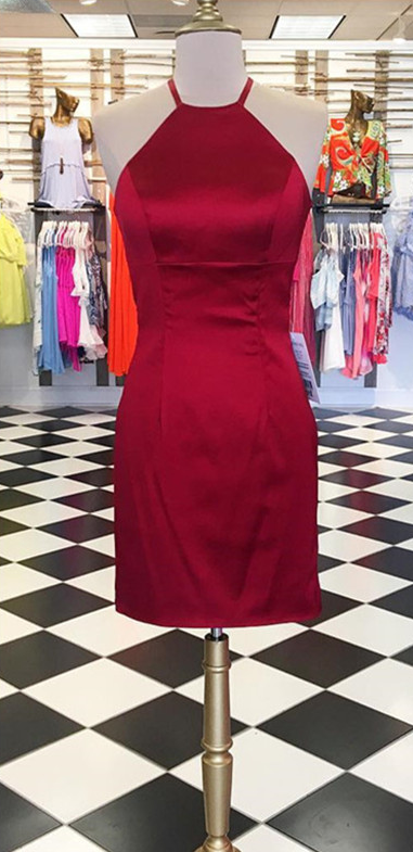 Burgundy Homecoming Dress,satin Cocktail Dress,short Prom Gowns