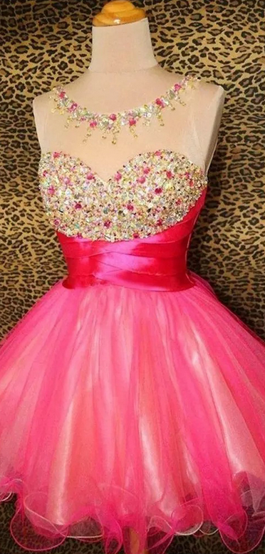 A-line Scoop Short Mini Tulle Short Prom Dress Homecoming Dresses, Beaded Wedding Party Gowns , Girls Gowns ,mini Cocktail Gowns