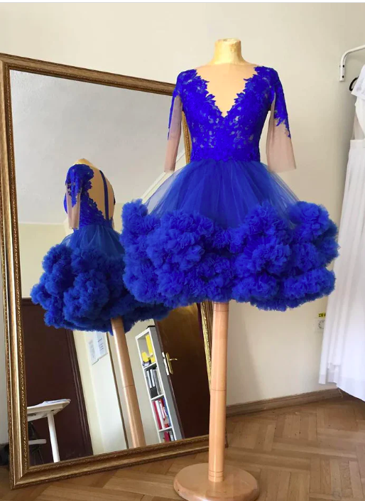 Royal Blue Prom Dresses, Lace Prom Dress, Ball Gown Prom Dresses, Short Evening Dresses, Homecoming Dresses