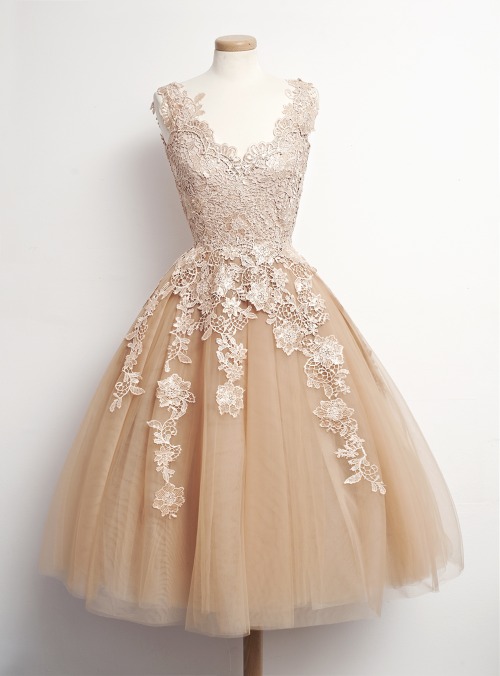 Prom Dress Short,v Neckline Lace Appliqued Party Dress,nude Tulle Wedding Party Dress,a Line Short Homecoming Dress