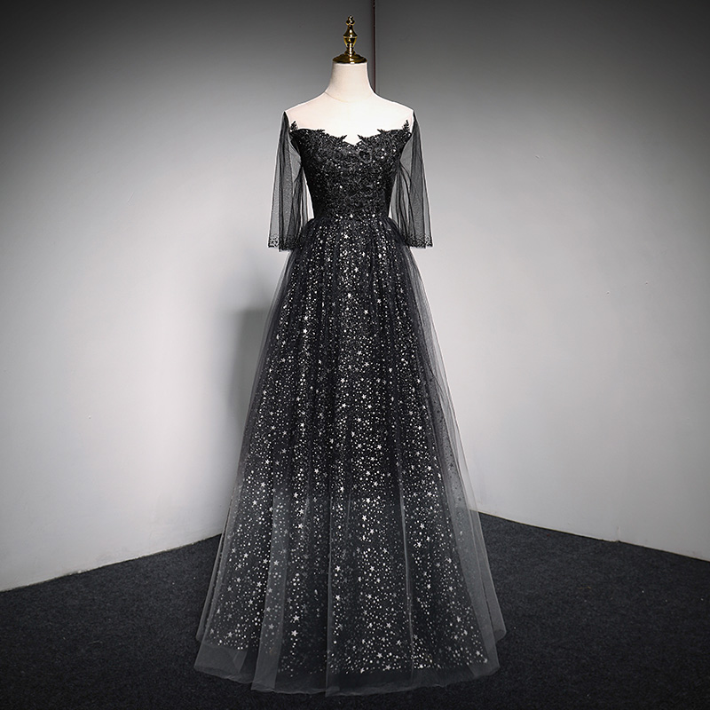 Black Evening Dresses Light Luxury High-end Texture Long Banquet Host Annual Meeting Dress Skirt Female
