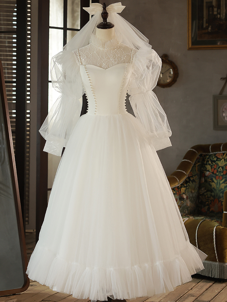 Lace Yarn Halter Light Wedding Dress Princess Sarong Lace Dress