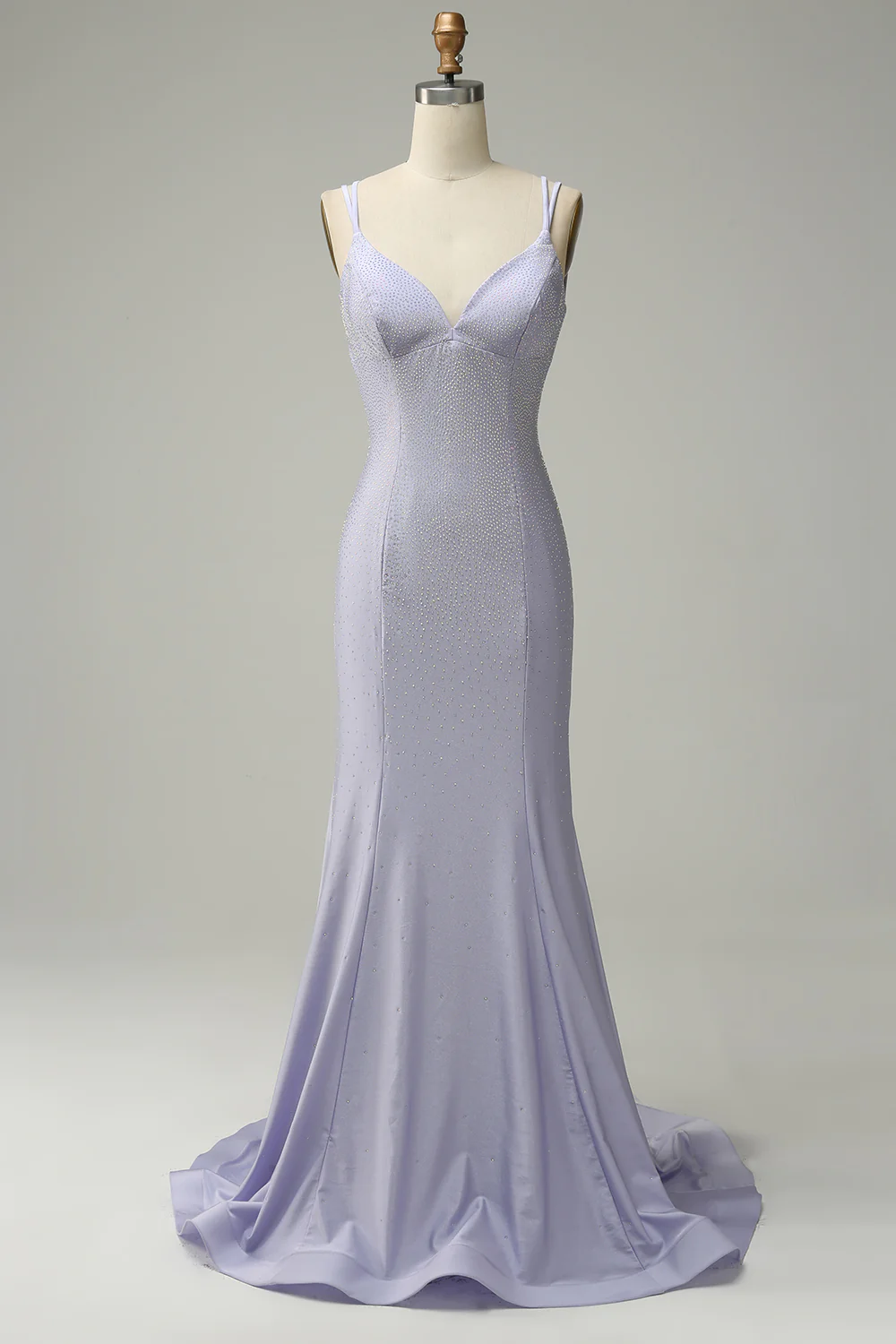 Mermaid Spaghetti Straps Lilac Long Prom Dress With Backless on Luulla