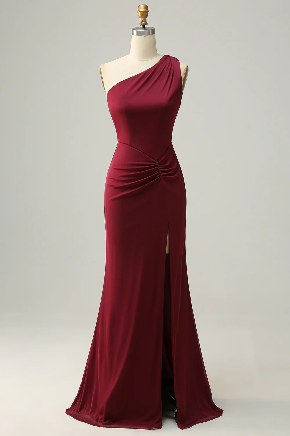 One Shoulder Desert Rose Long Bridesmaid Dress With Slit on Luulla