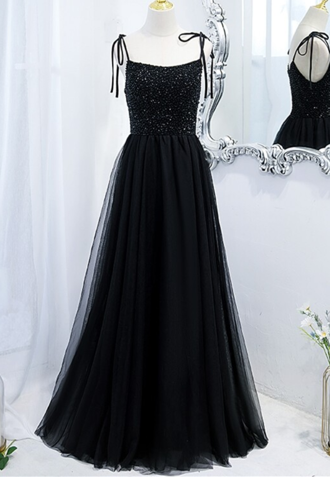 Prom Dresses, Save-iconadd To Collection Like-iconlove Thistweetpin Itblack A-line Beaded Tulle Long Formal Dress
