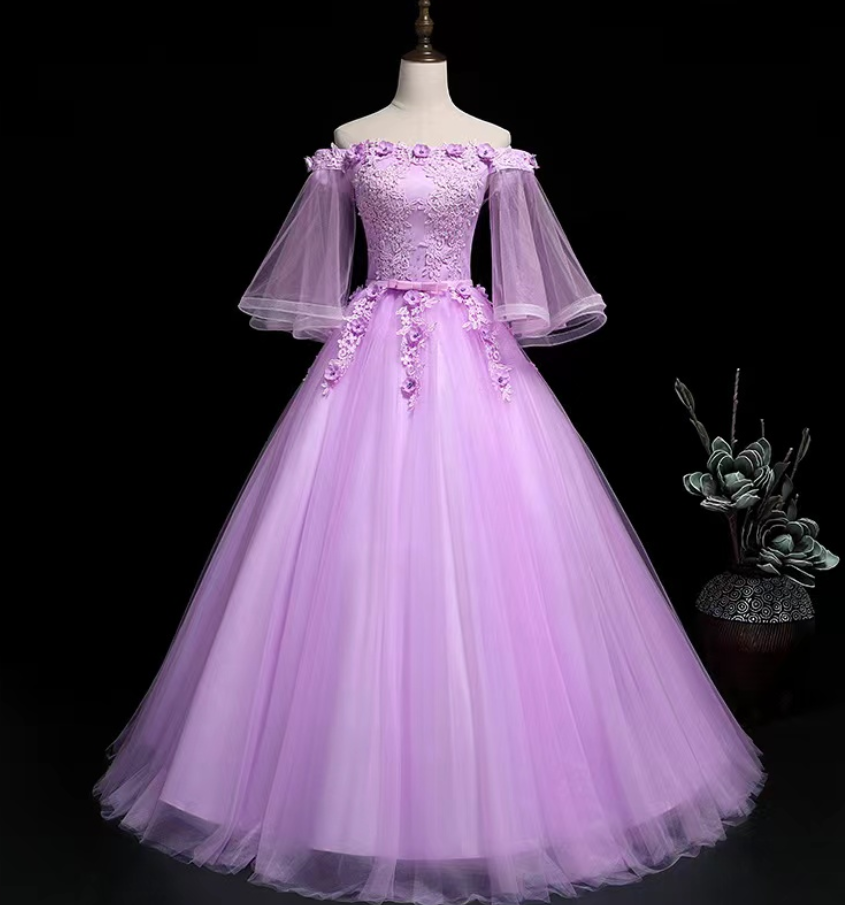 Prom Dresses,off Shoulder Wedding Dress, Elegant Prom Dress, Purple Party Dress