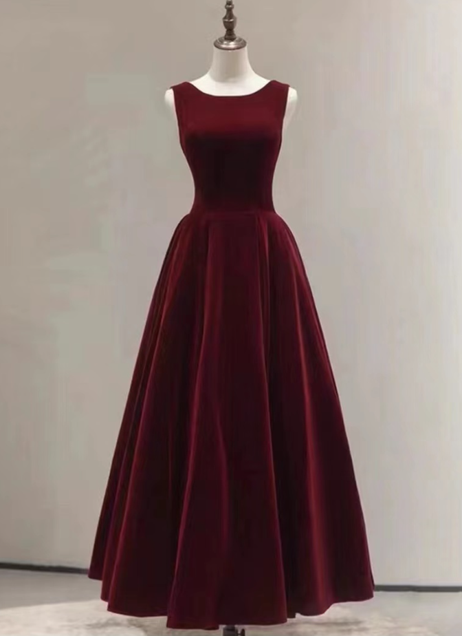 Prom Dresses,o-neck Evening Dress,sleeveless Party Dress,red Prom Dress