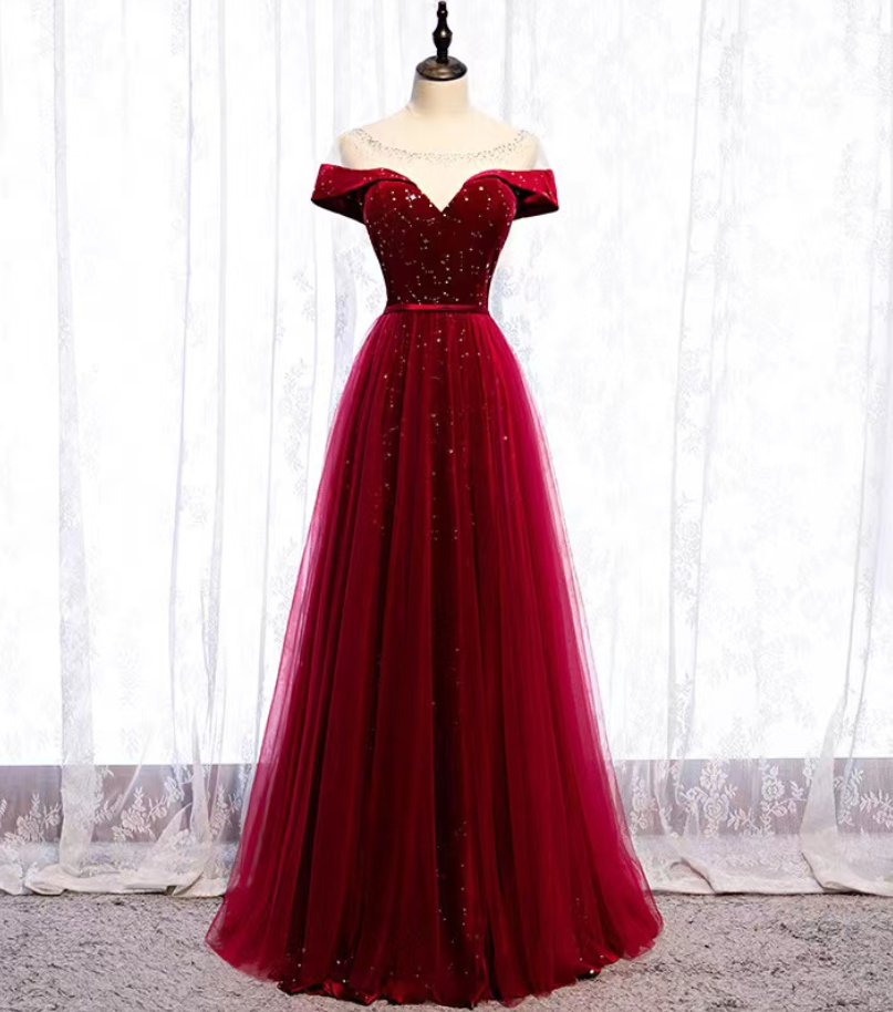 Prom Dresses,red Elegant Prom Dress, O-neck Prom Dress, Formal Party Dress
