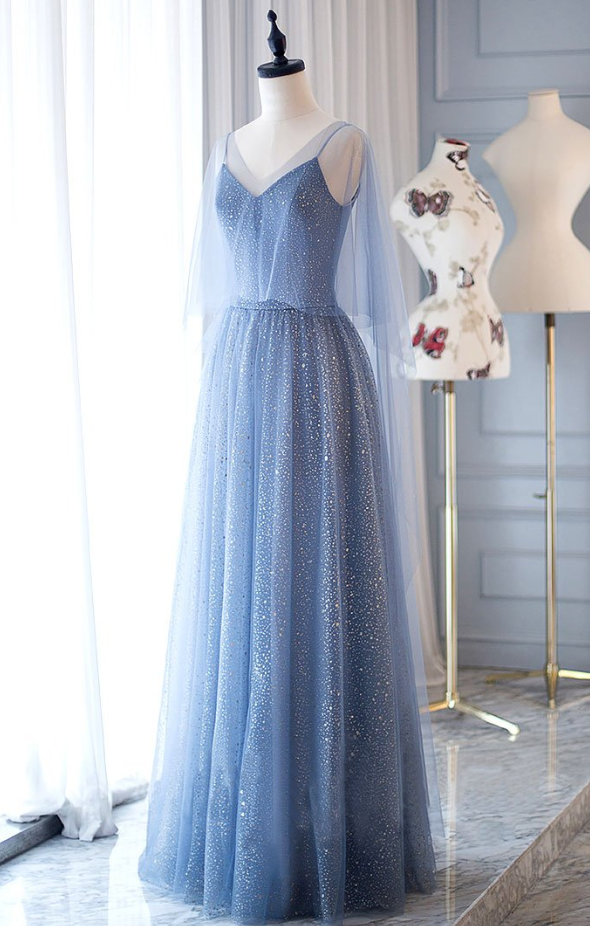 Prom Dresses,blue Tulle Long Prom Dress, Blue Tulle Evening Dresses