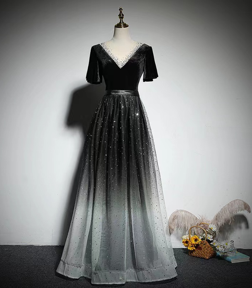 Prom Dresses,v-neck Evening Dress,elegant Prom Dress,noble Formal Party Dress
