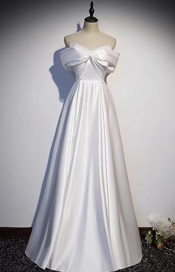 Prom Dresses,elegant Evening Dress, White Off Shoulder Prom Dress