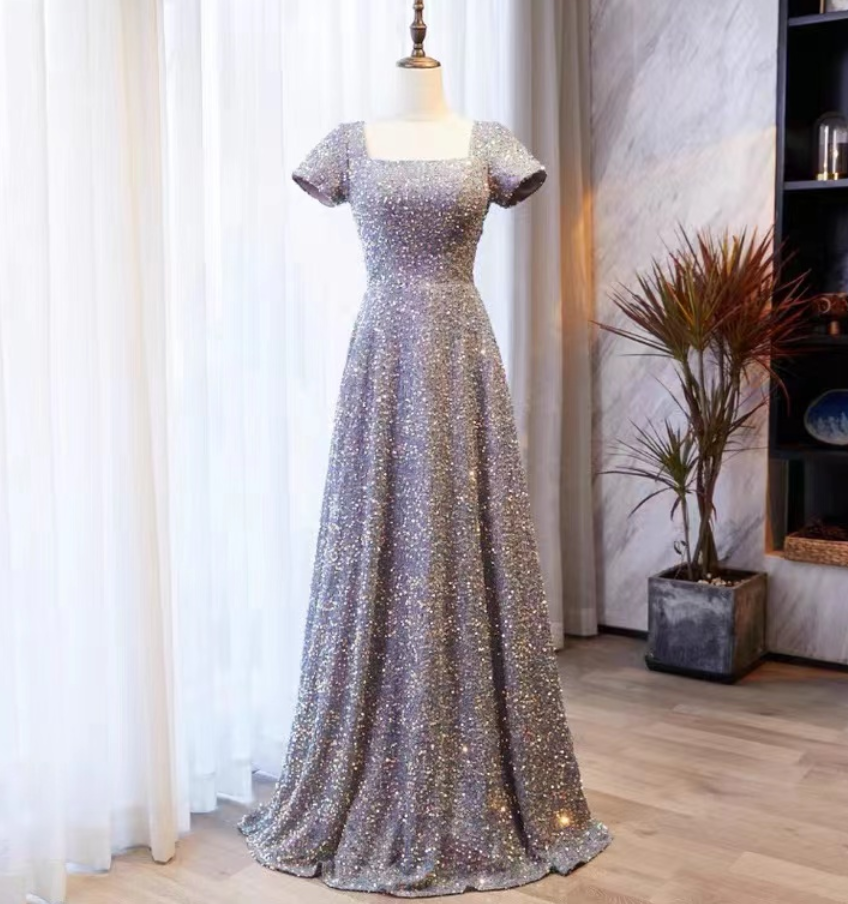 Prom Dresses,sequin Prom Gown, Blue Party Dress,shiny Formal Dress
