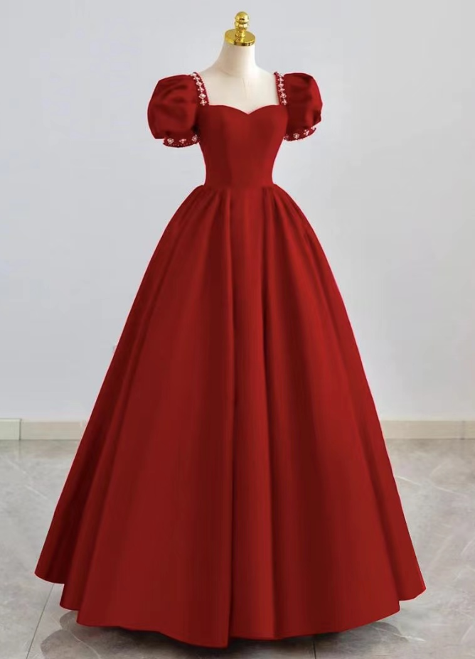 Prom Dresses, Princess Prom Dress,red Party Dress,chic Evening Dress With Bead