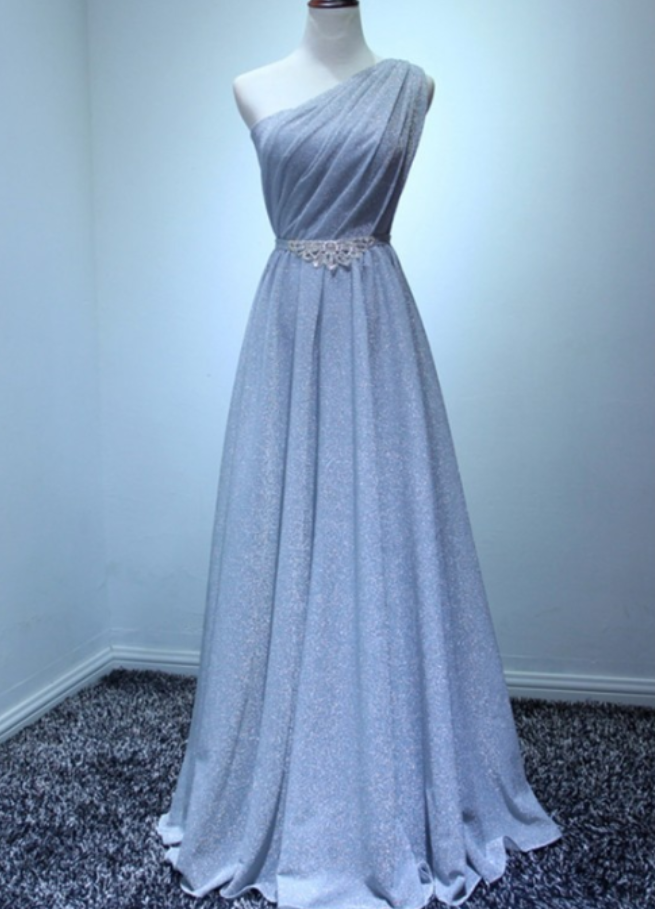Prom Dresses, Sparkly Long Silver Formal Prom Dress