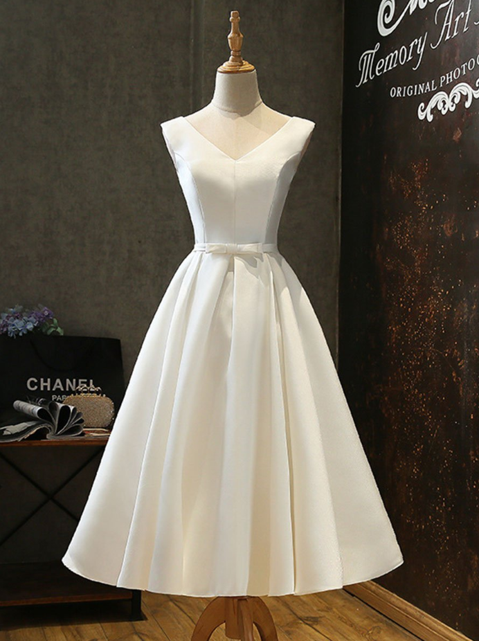Homecoming Dresses,simple V Neck White Short Prom Dress