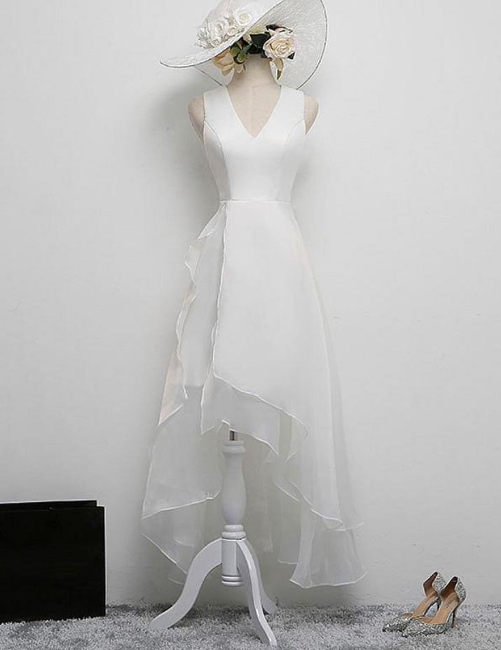 Homecoming Dresses,simple White V Neck Short Prom Dress