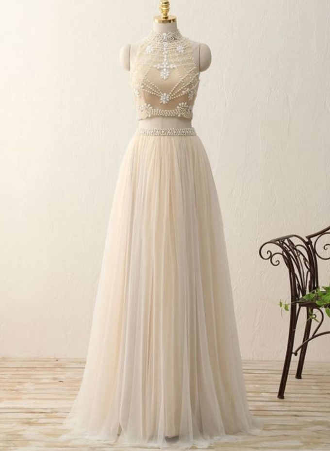 Prom Dresses,elegant Sweetheart Two-piece Tulle Formal Prom Dress