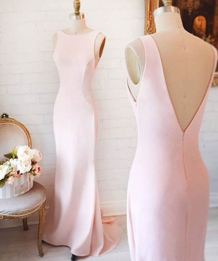 Prom Dresses,celebrity Style Simple Pink Mermaid Long Prom Dress