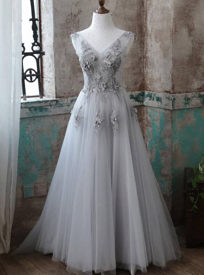 what to wear over a linen dress Sparkly A-line Long Deep V-Neck Princess White Wedding Dress – FancyVestido main image 1