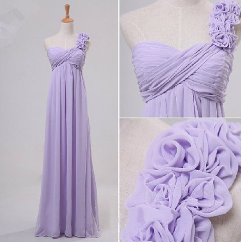 Prom Dresses,lavender Evening Dresses Sexy Chiffon Long Elegant One Shoulder Prom Dress ,bridesmaid Dresses