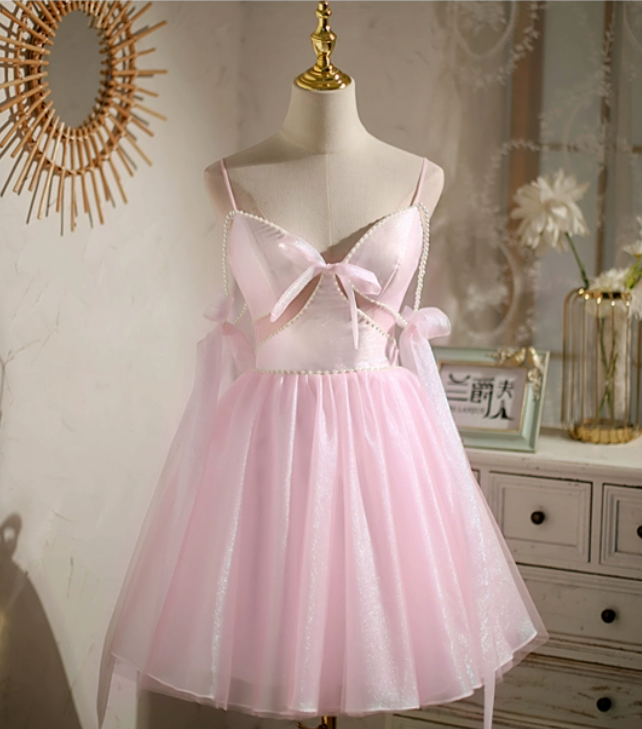 Homecoming Dresses,pink Disney Backless Little Dresses, Bow Princess Dresses, Birthday Dresses