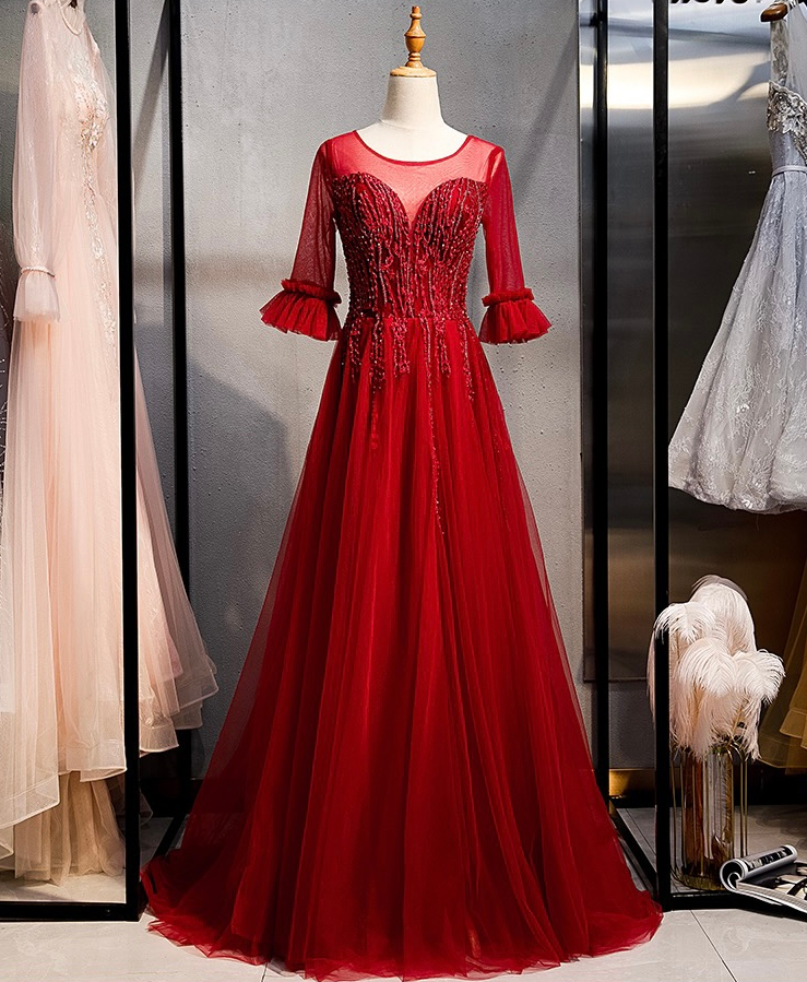 Prom Dresses, Red Wedding Dress,formal Evening Dress, Queen Prom Dress，formal Party Dresses