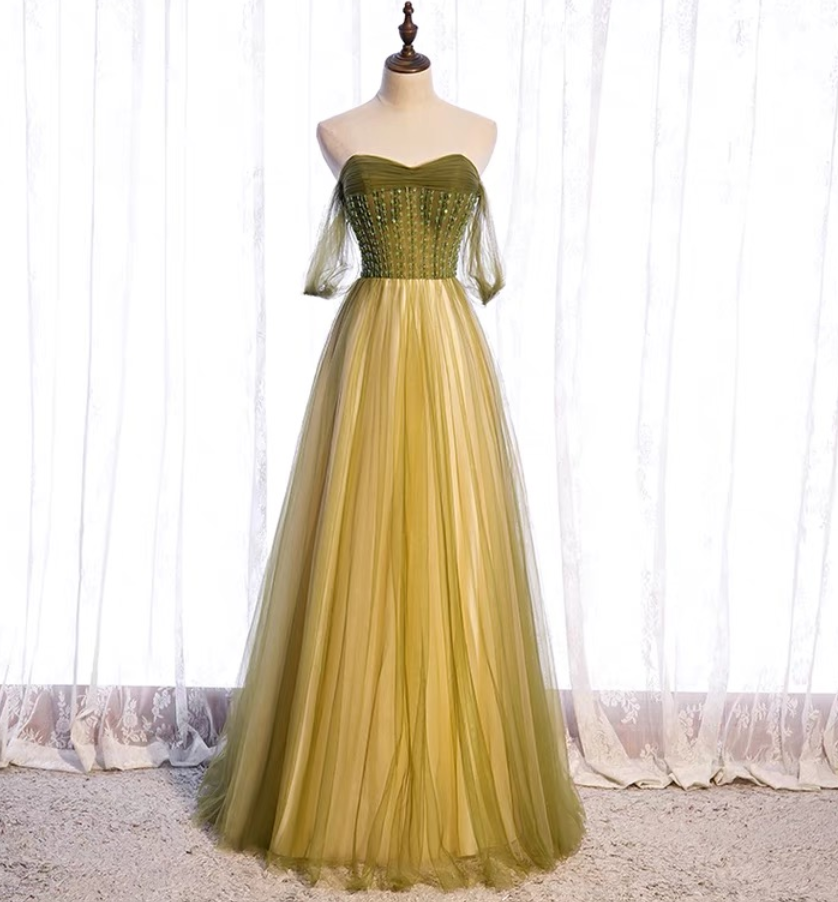 Prom Dresses,green Evening Dress, Temperament Long Fairy Dress, Elegant Party Dress