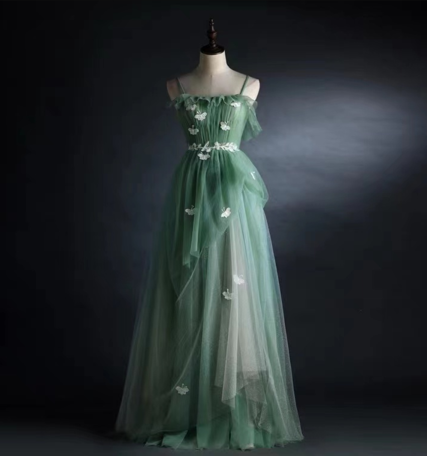 Prom Dresses,student Fresh Prom Dress, Little Wedding Dress, Green Bridesmaid Dress, Spaghetti Strap Party Dress