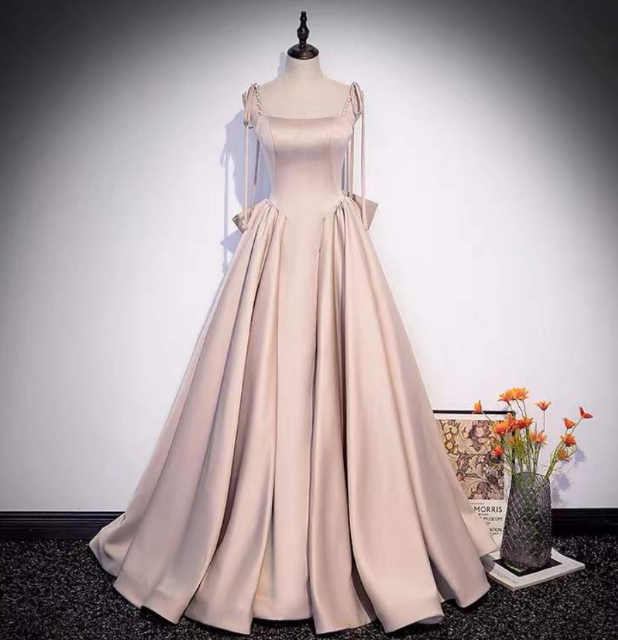 Prom Dresses,bow Tie Evening Dress, High-class Sweet Evening Dress, Spaghetti Strap Party Dress