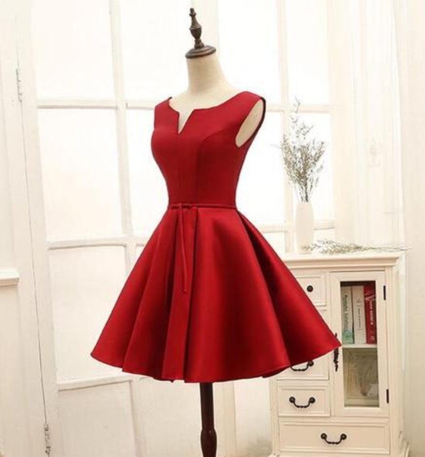 Homecoming Dresses, Adorable Red Short Party Satin Homecoming Dress