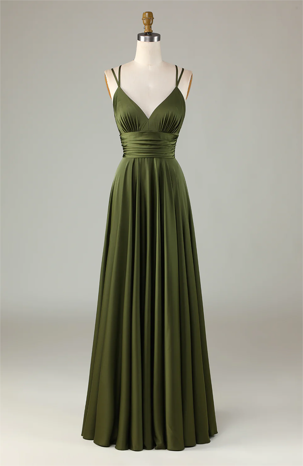 Prom Dresses, A-line Sleeveless Olive Long Bridesmaid Dress