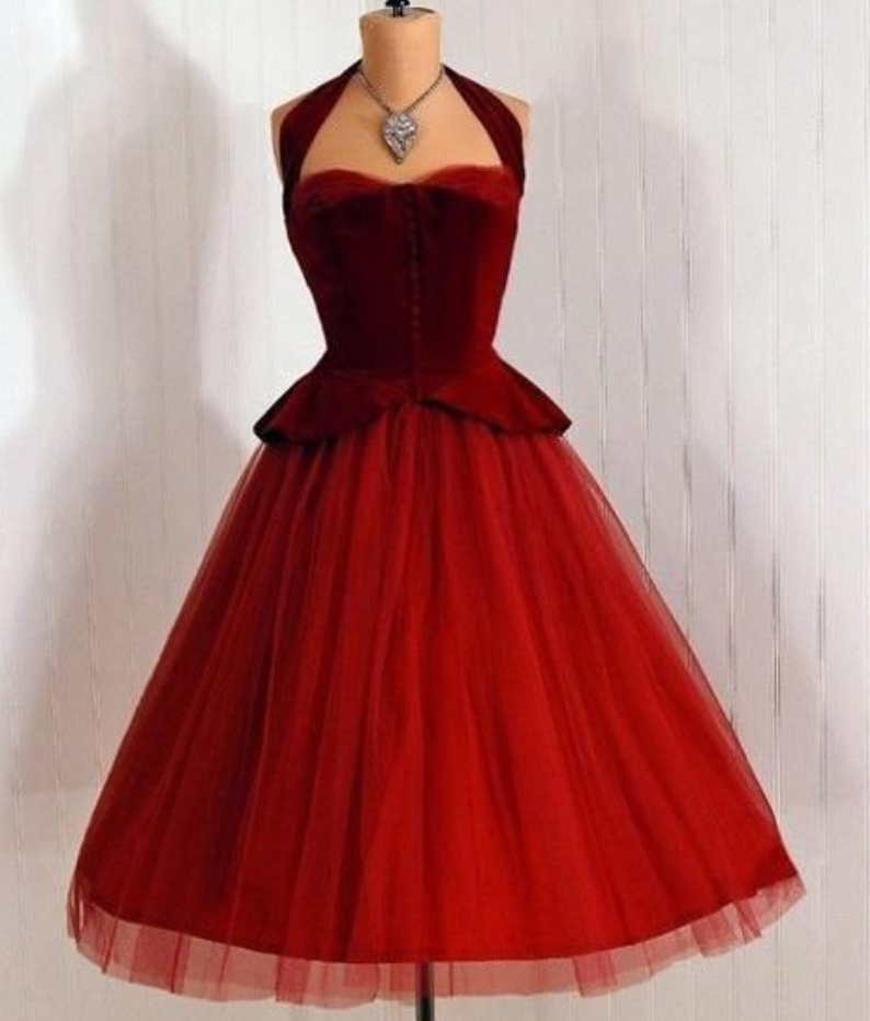 Homecoming Dresses,vintage Halter Neckline Short Homecoming Dress