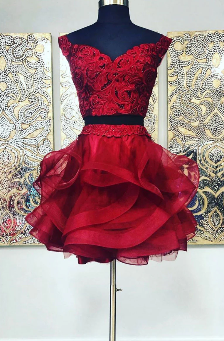 red homecoming dress 2025 Satin A-Line Prom Dresses with Wide Strap & 3D Flower – FD520 – Viniodress style fit Red Lace Red Homecoming Dresses
