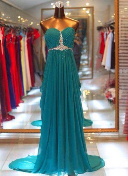 Sweetheart Evening Dress A-line Partydress Chiffon Prom Dress Sequined Prom Dress
