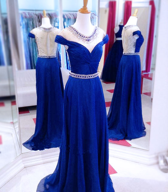 royal blue and silver gown