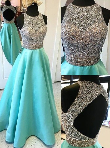 Mint Green Prom Dresses,backless Evening Gowns,sexy Formal Dresses,beaded Prom Dresses, Fashion Evening Gown,open Backs Evening Dress
