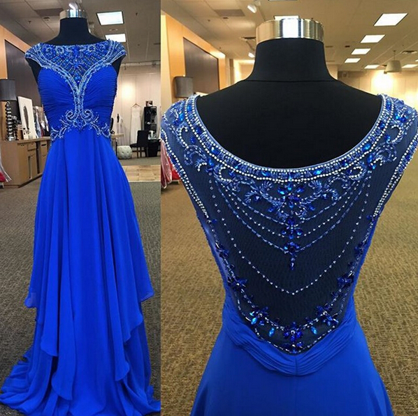 Backless Prom Dresses,open Back Prom Gowns,royal Blue Prom Dresses ,prom Dresses,chiffon Open Backs Prom Gown,fitted Prom Dress