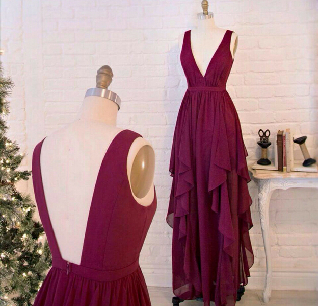 Burgundy Prom Dresses,wine Red Evening Gowns,modest Formal Dresses,burgundy Prom Dresses,2016 Fashion Evening Gown,high Low Evening Dress,long