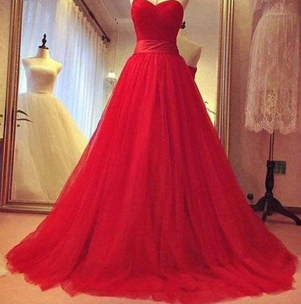 Prom Dresses,evening Dress,gorgeous Red Sweetheart Tulle Prom Gowns, Tulle Party Dresses, Red Ball Gowns, Red Long Prom Dresses