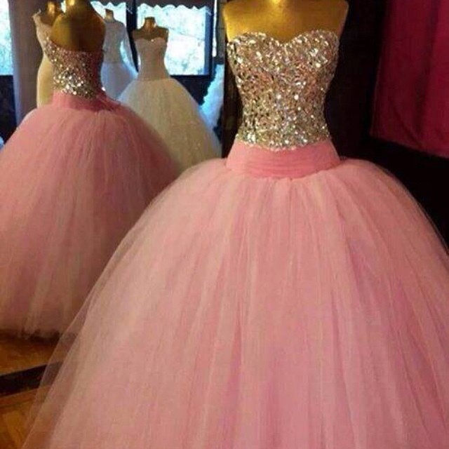 Prom Dresses,evening Dress, Prom Dress,modest Prom Dress,crystal Beaded Sweetheart Pink Organza Ball Gowns Prom Dress 2017
