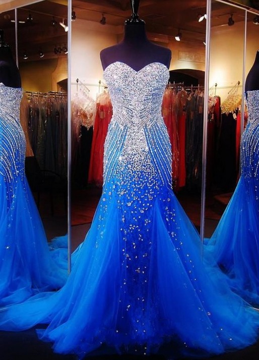 Prom Dresses,evening Dress,royal Blue Prom Dresses,royal Blue Prom Dress,silver Beaded Formal Gown,mermaid Beadings Prom Dresses,evening