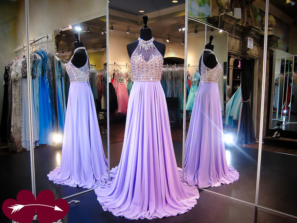 Prom Dresses,evening Dress,prom Dresses,modern Halter Crystals 2017 Evening Dress Chiffon Sleeveless A-line Sweep Train Prom Dress