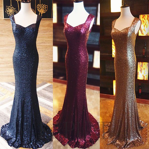 Prom Dresses,evening Dress,prom Dresses, Sparkly Sleeveless Long Mermaid Sequined Zipper Evening Dresses