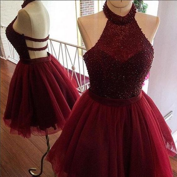 Prom Dresses,sexy Red Short Prom Dress,red Homecoming Dress, Burgundy A Line Homecoming Dress,beading Party Dress,homecoming Dresses,charming