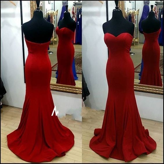 Prom Dresses,evening Dress,red Prom Dress,charming Prom Dress,satin Prom Dress,mermaid Prom Dress,sweetheart Evening Dress